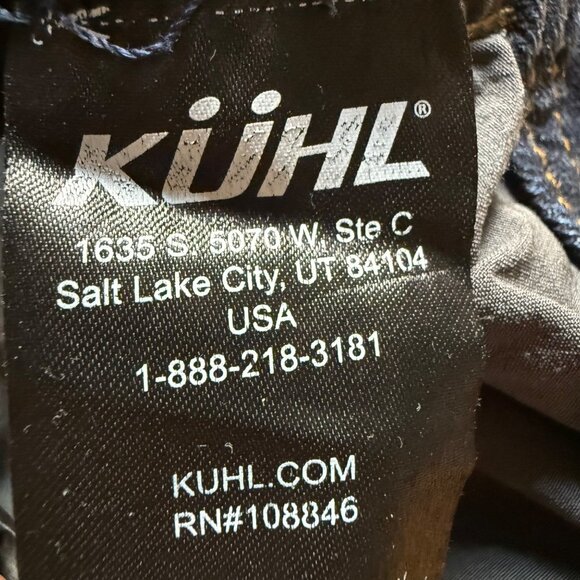 Kuhl Mens 34x32 Blue Indigo Dye Dark Wash Denim Rugged Tapered Leg Rydr Jeans - Picture 8 of 16
